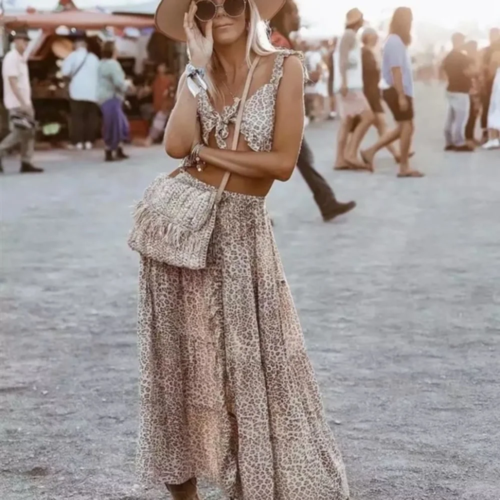 SOLD OUT Leopard Festival Leopard Ruched Maxi Casual Skirt - Picture 5 of 11